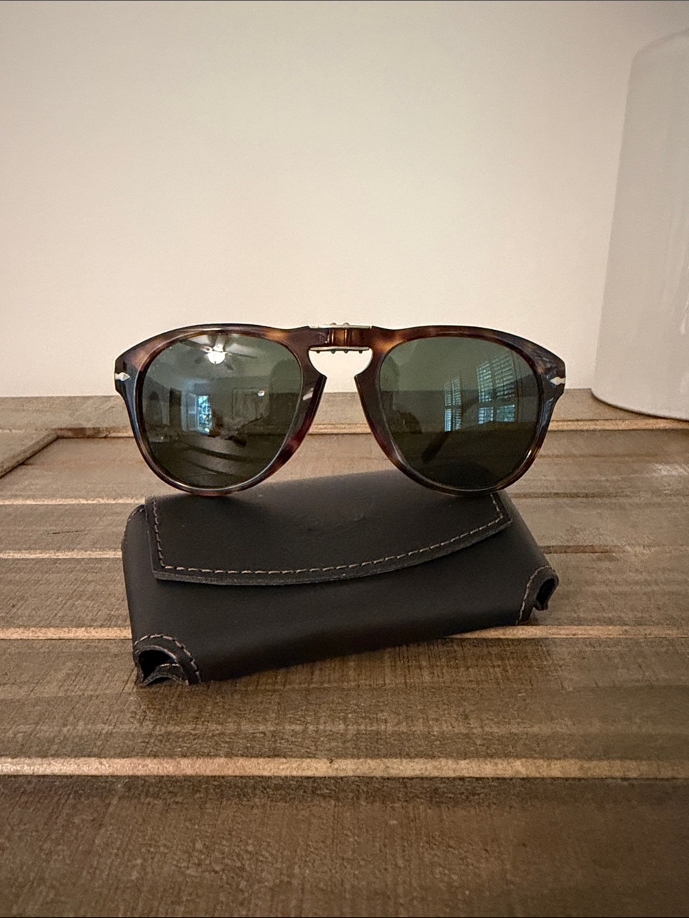 Men's Persol Foldable Sunglasses with Black Travel Pouch